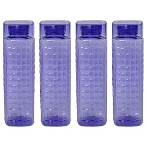 Steelo Garnet Pet Water Bottle 1000 ml, Set of 4, Evening Blue