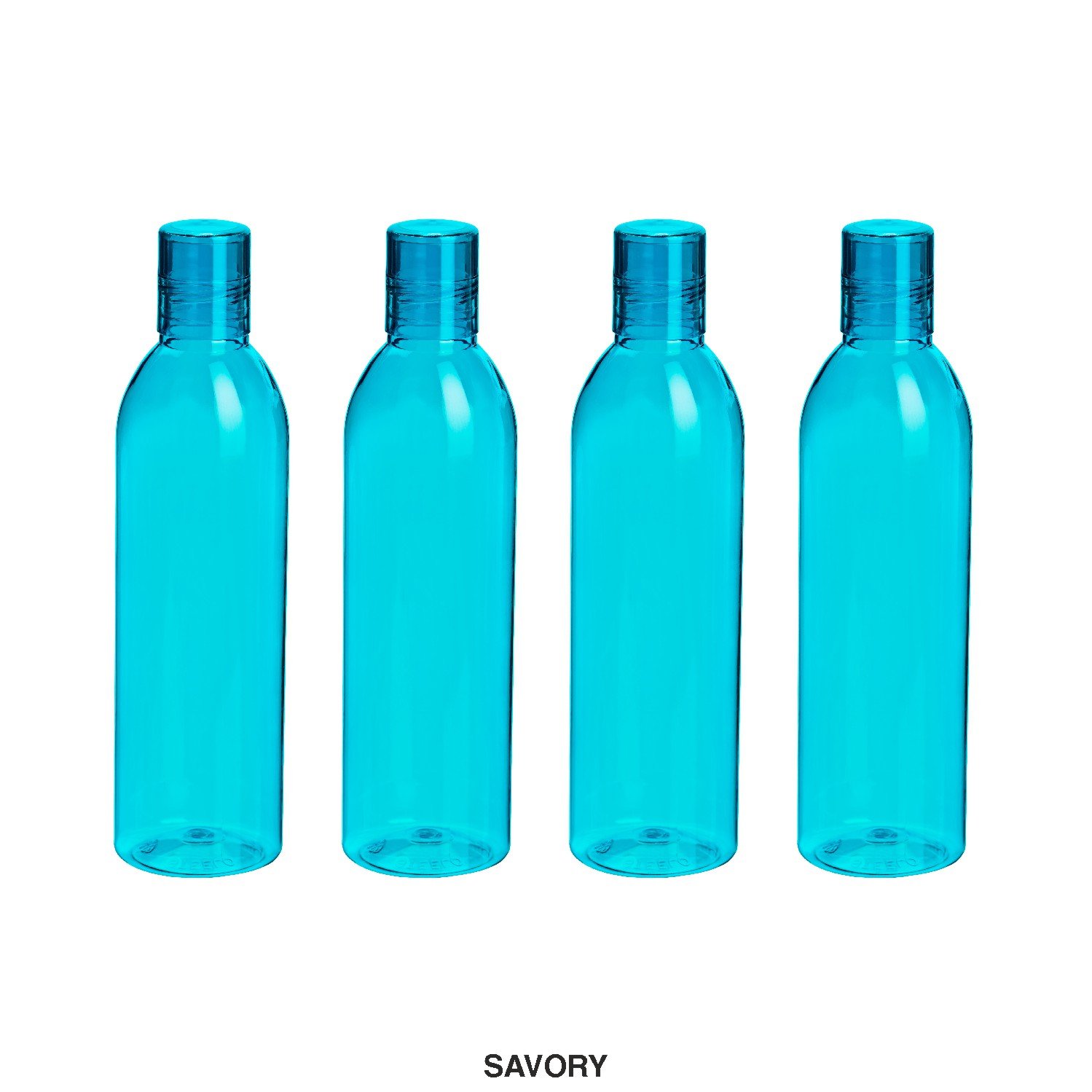 Steelo Savory Plastic Water Bottle, 1 Litre, Set of 4, Turkish Blue