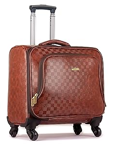 The Clownfish Checkers Unisex Faux Leather 44 LTR Roller Laptop Trolley 4 Wheel