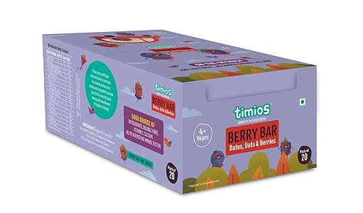 Timios Berry Bars | Healthy Energy Bar Snack | Pack of 20