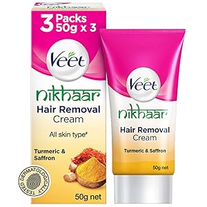 Veet Nikhaar Hair Removal Cream for All Skin Types - 50 g (Pack of 3)