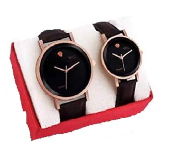 YOUTH CLUB Quartz Movement Analogue Brown Dial Men's and Women's Watch - Set of 2