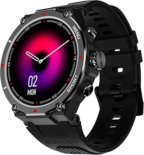 Noise Force Rugged &amp; Sporty 1.32" Bluetooth Calling Smart Watch, 550 NITS, 7 Days Battery, AI Voice Assistance, Smart Watch for Men (Jet Black)
