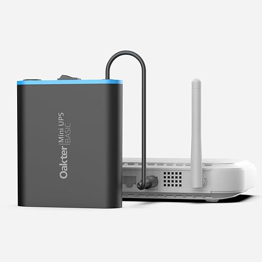 Oakter Mini UPS Basic for WiFi Router Broadband Modem | Supports 12V-2A Routers. Backup Upto 3 Hours | WiFi Router UPS Power Backup During Power Cuts| Current Surge &amp; Deep Discharge Protection