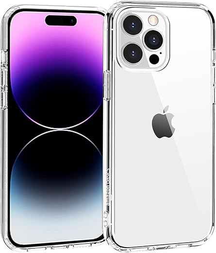 amazon basics Ultra-Hybrid Clear Case for iPhone 14 Pro Max | Camera &amp; Screen Protection