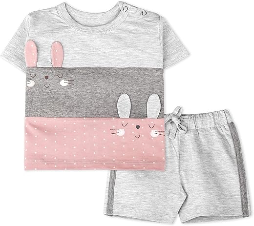 ARIEL Baby Boys &amp; Baby girls Cotton Printed Round Neck Half Sleeve T-shirt &amp; Short Latest Summer Clothing Sets