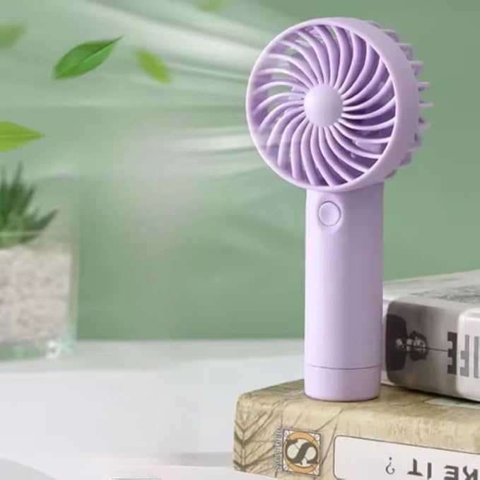 Desidiya® Portable Handheld Mini Fan - USB/Battery Rechargeable, High-Speed Cooling for Travel, Office &amp; Outdoor Use | Purple | Personal Fan, Mini USB Fan