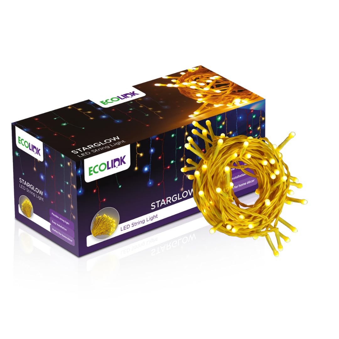 EcoLink StarGlow 9 Meter 48 LED Diwali String Light | Decorative LED String Light for Home Decoration | Plug &amp; Play Ladi Light for Indoor &amp; Outdoor Decorations | Warm White, Pack of 1