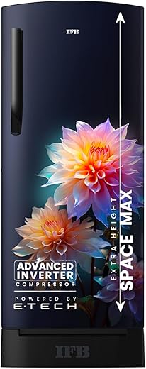 IFB 187L 4 Star Direct Cool Advanced Inverter Single Door Refrigerator (IFBDC-2134DBNED, Divine Bliss-Blue, Humidity Controller, Extraordinary Space with Base Drawer)