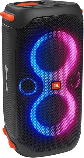 JBL Partybox 110, Wireless Bluetooth Party Speaker, 160W Monstrous Pro Sound, Dynamic Light Show, Upto 12Hrs Playtime, Built-in Powerbank, Guitar &amp; Mic Input, PartyBox App, Splashproof (Black)