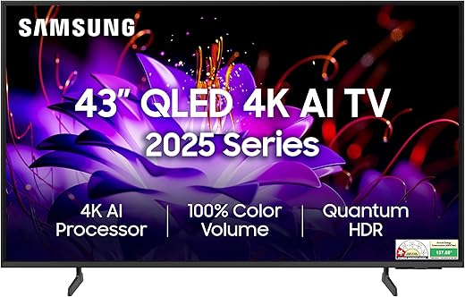 Samsung 108 cm (43 inches) Vision AI 4K Ultra HD Smart QLED TV QA43QEF1AULXL