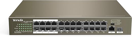 Tenda TEF1126P-24-250W 24-Port Gigabit/SFP Slots Switch with 24-Port PoE (Gray)