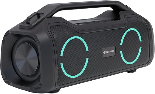 ZEBRONICS Zeb-Sound Feast 500 Bluetooth 5.0 Portable Speaker with 70W, 9H* Backup, TWS, IPX5 Waterproof, Call Function, RGB Lights, AUX, mSD, Voice Assistant, Type C and Grill Finish