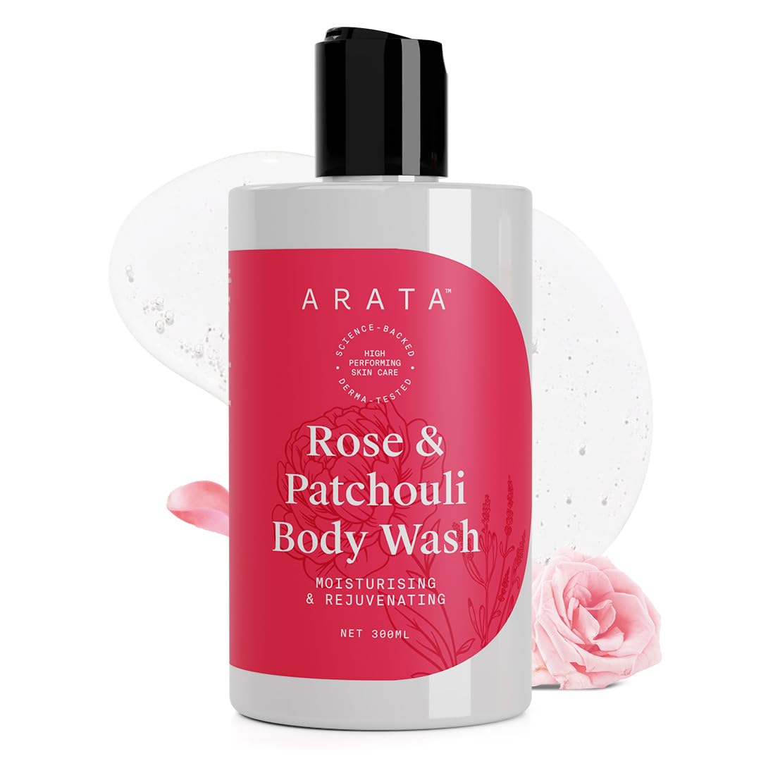 Arata Rose &amp; Patchouli Body Wash for Men &amp; Women - 300ml | 24-Hours Moisture | Refreshing &amp; Long-lasting Fragrance | For All Skin Types