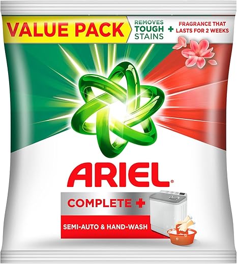 Ariel Complete Detergent Powder - 4kg | Removes 100 Tough Stains in 1 wash | Fragrance that lasts for 2 weeks | For Semi Auto Washing Machine &amp; Bucket Wash