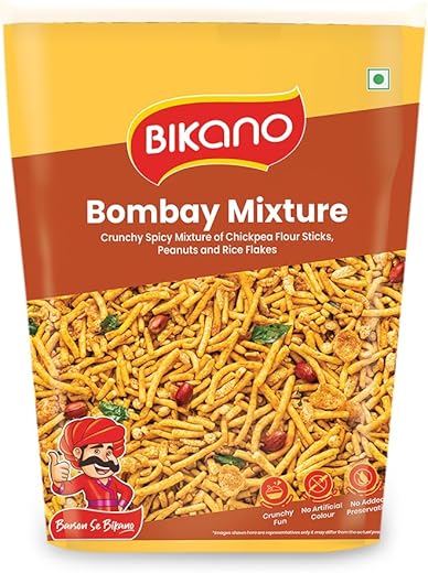 Bikano Bombay Mixture | Spicy &amp; Tangy Indian Namkeen Snack | Crunchy Blend of Sev, Peanuts &amp; Spices | Tea-Time Snack – 800g