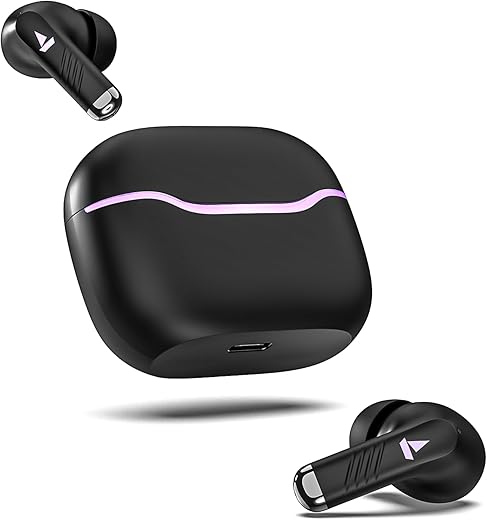 boAt Immortal 125 TWS in-Ear Earbuds w/up to 40 hrs Playtime, Quad Mics with ENx Tech, Beast Mode with 40 ms Super Low Latency, ASAP Charge, IPX4 Resistance, RGB LED Lights, BT v5.3(Black Sabre)