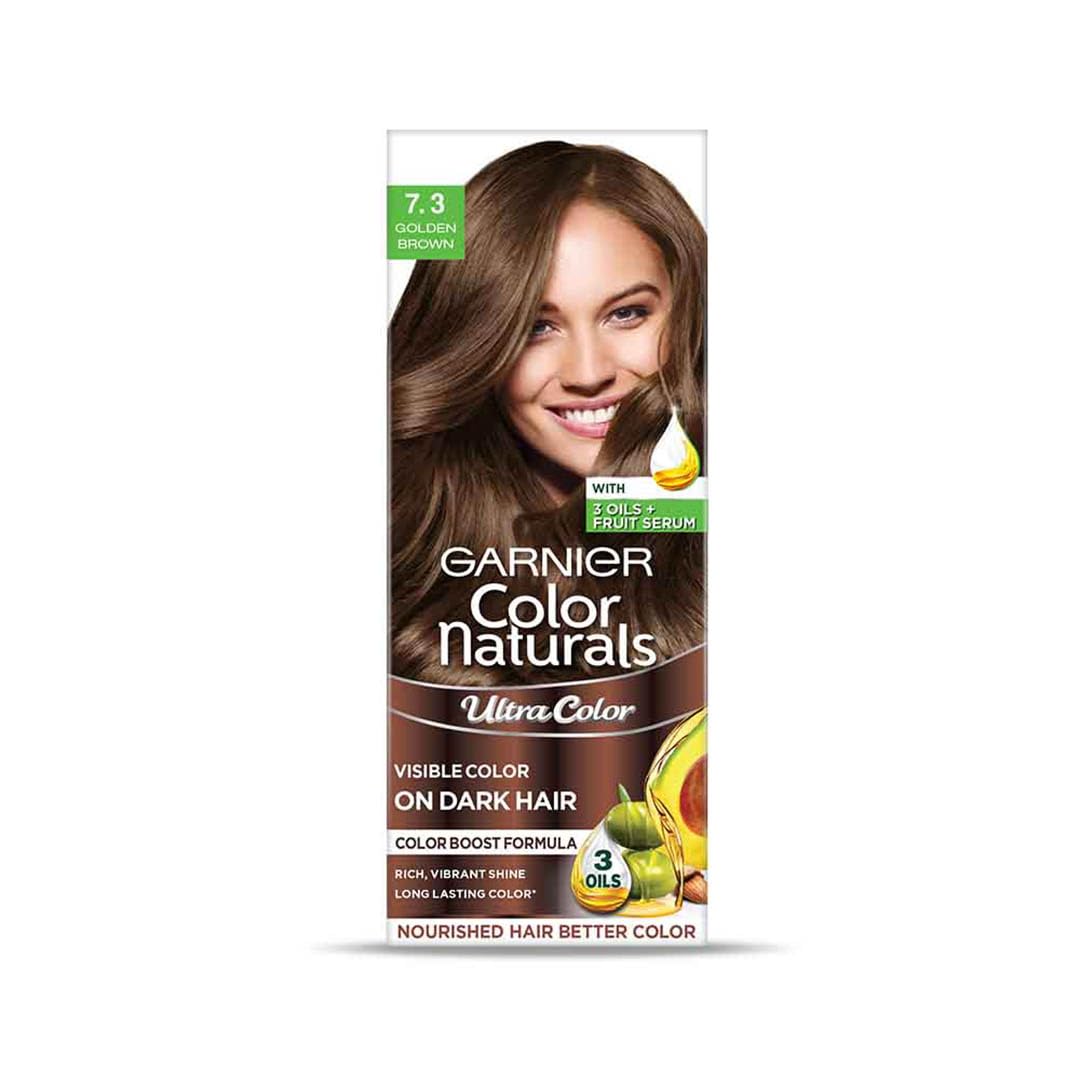 Garnier, Hair Colouring Creme, Long-lasting Colour, Smoothness &amp; Shine, Color Naturals, Shade: 7.3 Golden Brown, 55ml + 50g