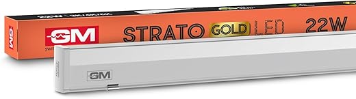 GM Strato 22 Watt LED Batten Tube Light, 100 Lumens Per Watt, 6500K, Long Life, Anti-glare Diffuser, Fluctuation Proof for Home
