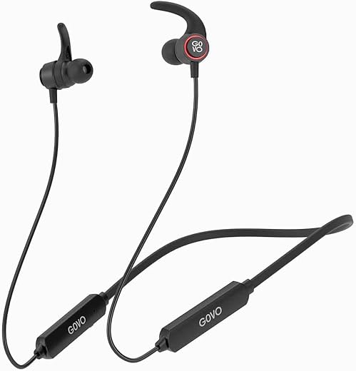 GOVO GOKIXX 400 Bluetooth in Ear Earphones with HD Mic - Wireless Neckband, 9H Playtime, 10mm Drivers, Magnetic Earbuds, Integrated Controls &amp; Lightweight Design (Platinum Black)