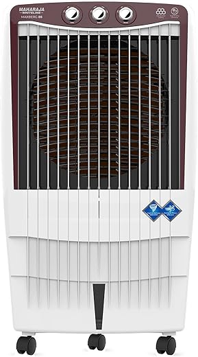 Maharaja Whiteline Maxberg Desert Air Cooler| 200W | 85 L Large Tank| Portable Desert Cooler for Home |Anti-bacterial Honeycomb Pads | 4-way airflow| Inverter Compatible Cooler | 2 Yr Warranty