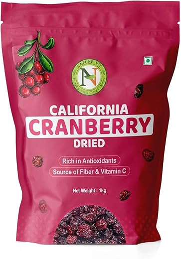 NatureVit Cranberries Dried Sliced 1 Kg | Tart &amp; Sweet Healthy Snack | Antioxidant-Rich Superfruit | Naturally Dried Cranberry Slices | Product of USA