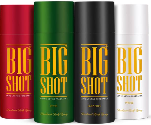 OSCAR Big Shot Deodorant Jazz Club, Privee &amp; Eros (150ml each) Deodorant Spray - For Men  (600 ml, Pack of 4)