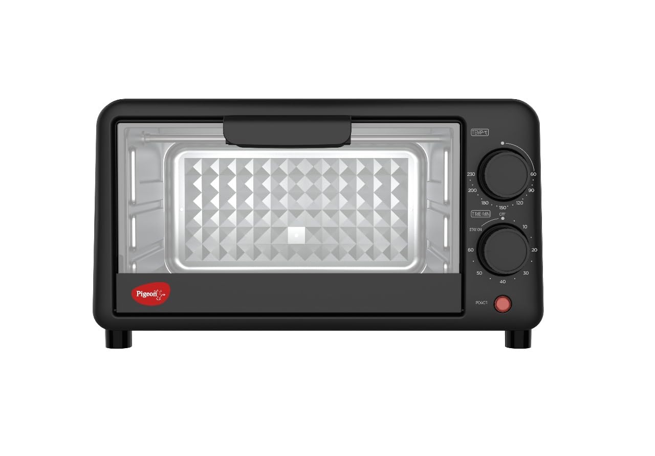 Pigeon Oven Toaster Grill (12381) 9 Liters OTG Without Rotisserie for Oven Toaster and Grill for Grilling and Baking Cakes (Grey)