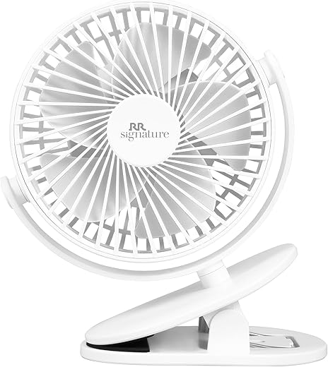 RR Signature Buddy Mini 110mm Portable Clip Fan | 4H Battery | Silent &amp; C type Rechargeable | 360° Rotation | Multi-Clip Function | Portable Cooling | Personal Cooling Fan For Home [PRISTINE WHITE]