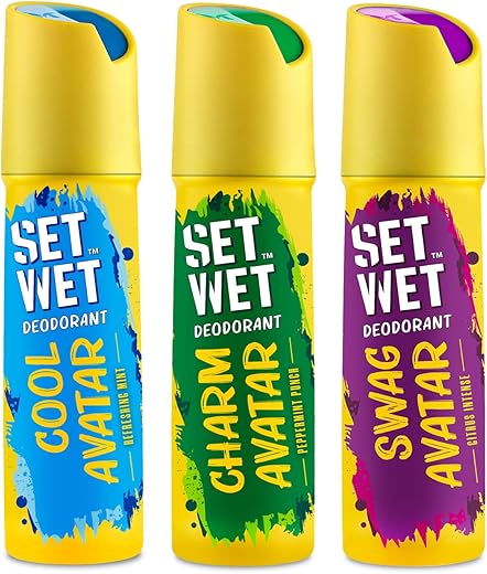 SET WET Deodorant Spray Perfume Cool, Charm &amp; Swag Avatar for men, 150ml (Pack of 3)