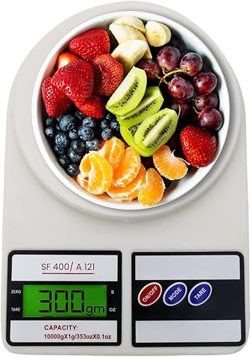 Atom 10Kg Kitchen Weight Machine 6 Months Manufacturer Warranty, Digital Scale with LCD Display, Scale for Home Baking, Cooking &amp; Balance Diet. Machine with capacity 10Kg, SF400/A121,Color May Vary