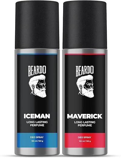 BEARDO Iceman &amp; Maverick Perfume Deo Spray Combo For Men, 150 ml x 2