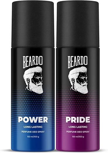 Beardo Power &amp; Pride Perfume Body Spray 150ml x 2 (Set of 2) Get compliments with Long lasting Fougere, Aromatic Deodorant | Gift For Brother | Gift For Friends