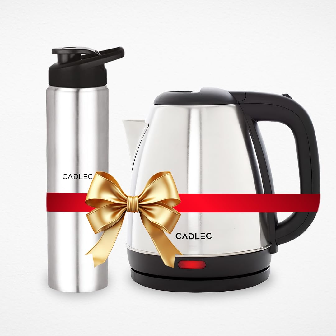 Cadlec 1.5L Electric Kettle &amp; Stainless Steel Water Bottle Combo | Automatic Cut-Off | Multi-Use for Instant Noodles, Tea &amp; Coffee, 2 Years Warranty | Kettle Combo Offer