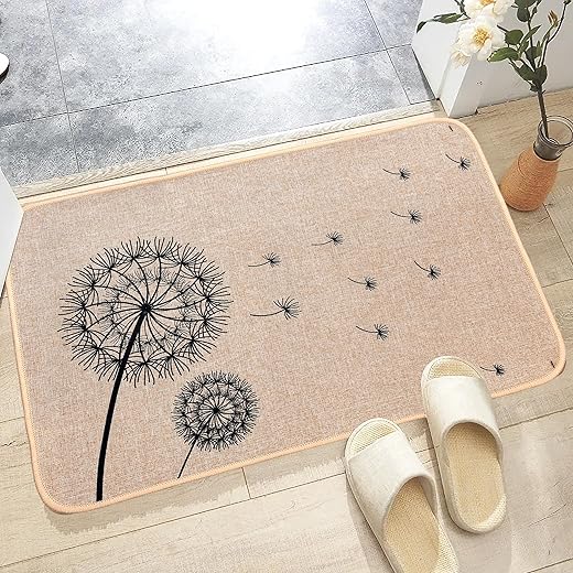 Cortina Printed Heavy Duty Non Slip Rubber Back with Linen Surface Doormat |Essential Small Rug for Office, Bedroom &amp; Kitchen,Bathroom 40x60 Cm (Black)