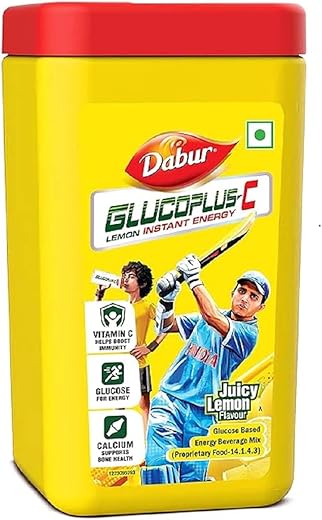 Dabur GlucoPlus-C Nimbu Pani - 400g Glucose Powder |Vitamin C Helps Boosts Immunity|Calcium Supports Bone Health |Replenishes Energy | Juicy &amp; Tasty Lemon Flavour
