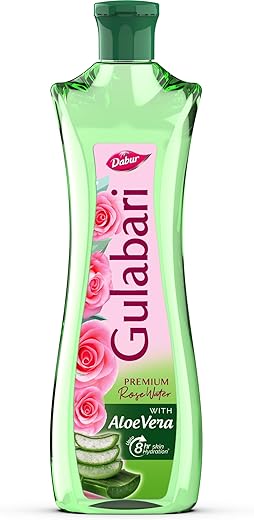 Dabur Gulabari Premium Rose Water with Aloe Vera - 400 ml | Upto 8 HR Skin Hydration | Cleanses, Tones and Moisturises Skin | For All Skin Types