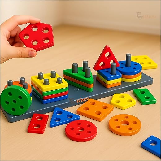 EITHEO Geometric Angle Blocks for Kids | 26 Pcs Montessori Sorting &amp; Stacking Educational Toy | Colorful Shape Sorter Puzzle for Toddlers 1-3 Years | Learning Activity Toy for Boys &amp; Girls