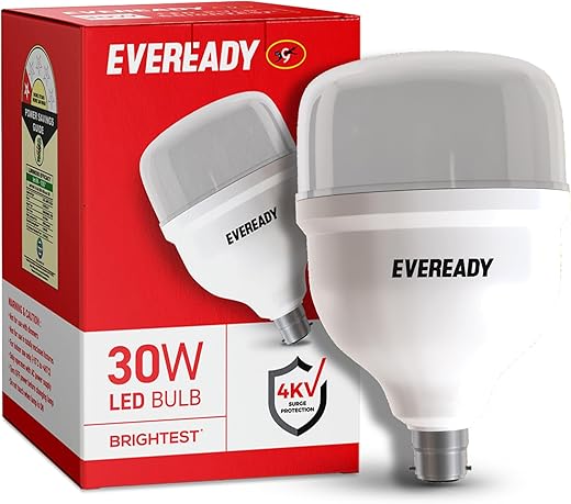 Eveready 30W LED Hammer Bulb with B22 Base, High CRI, 4KV Surge Protection, Energy Efficient &amp; Long Life – Cool Daylight (6500K) for Home &amp; Commercial Use