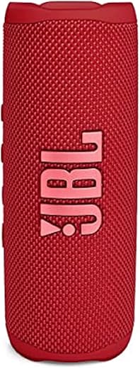 JBL Flip 6 Wireless Portable Bluetooth Speaker Pro Sound, Upto 12 Hours Playtime, IP67 Water &amp; Dustproof, PartyBoost &amp; Personalization by JBP App (Without Mic, Red)