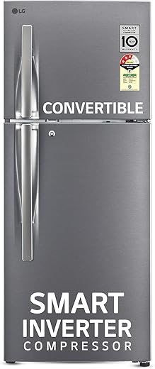 LG 240 L 3 Star Frost-Free Smart Inverter Double Door Refrigerator (GL-S292RDSX, Dazzle Steel, Convertible &amp; Multi Air Flow Cooling)