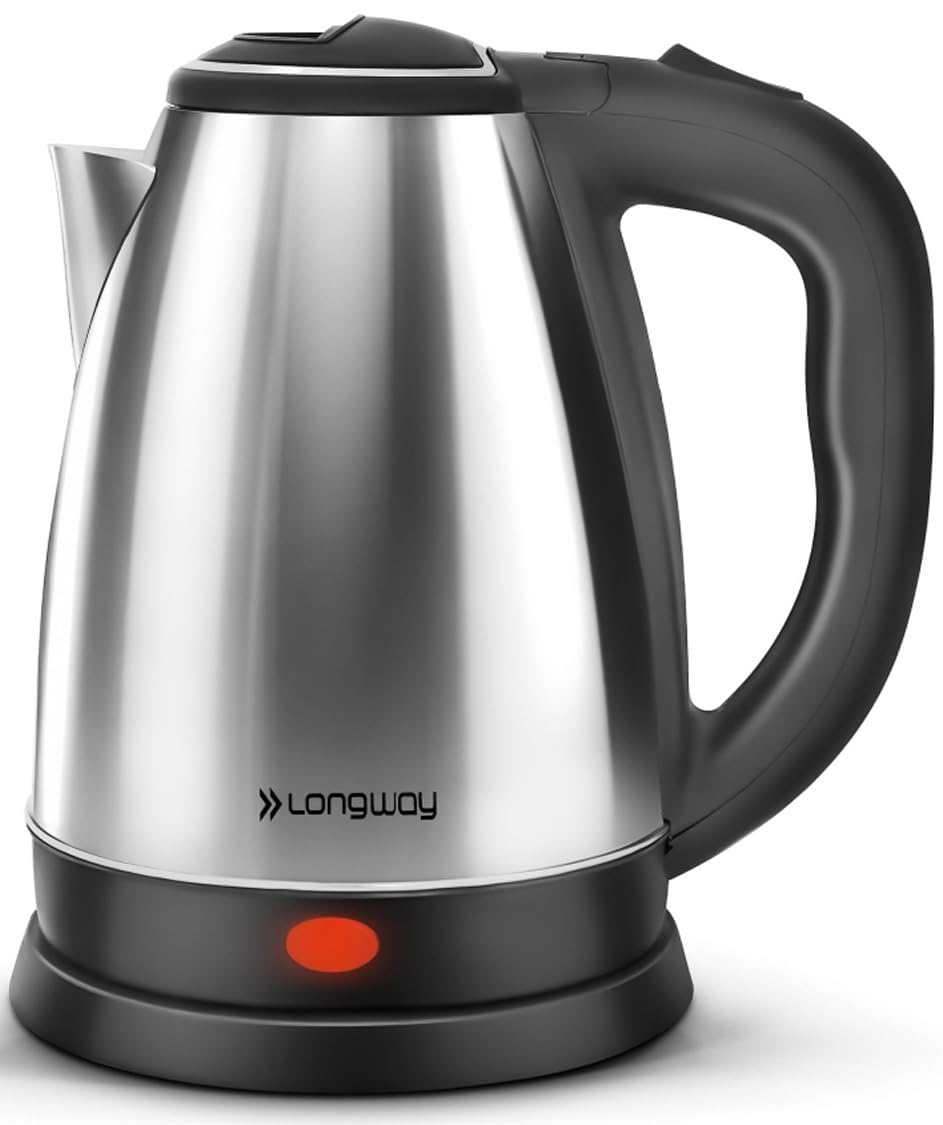 Longway Kestro 2 Liter Electric Kettle with Stainless Steel Body for Water Boiling, Tea/Coffee, Noodles And Soups (Black &amp; Silver, 1500 Watt)