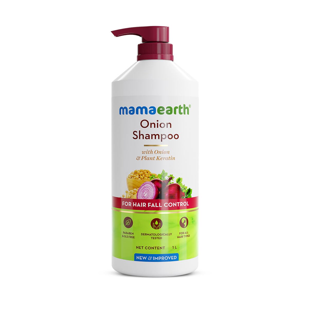 Mamaearth Onion Shampoo for Hair Growth and Hair Fall Control with Onion and Plant Keratin | Reduces Hair Fall | Strengthens &amp; Smoothens Hair | For Men &amp; Women | 1 Litre