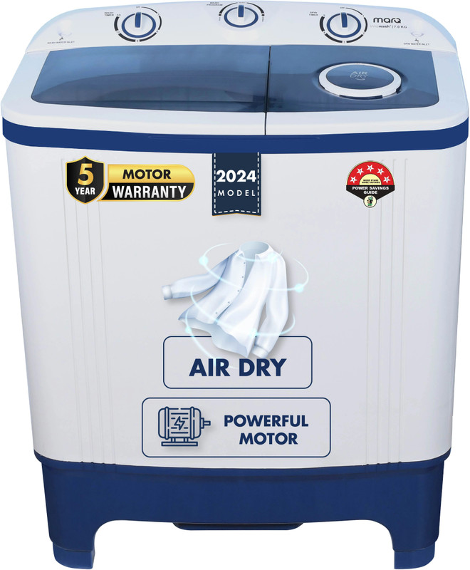 MarQ by Flipkart 7 kg 5 Star Rating Innowash Range Semi Automatic Top Load Washing Machine Blue, White  (MQSA705NNNDN)