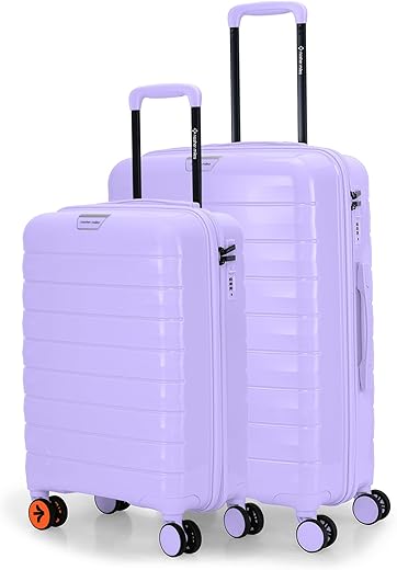 Nasher Miles Vienna Hard-Sided Polypropylene Luggage Set of 2 | 55cm &amp; 65cm | 8 Wheels Double Spinner Small &amp; Medium Trolley Bag for Travel | Suitcase (Purple)