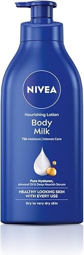 Nivea Body Lotion For Very Dry Skin, Nourishing Body Milk With 2X Almond Oil 72 H Moisturization, For Men &amp; Women, 600 ml