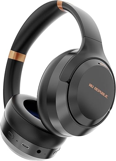 Nu Republic Starboy 3 with 56 Hour Playtime, X-Bass® Technology, 40mm Neodymium Drivers, Gaming Mode, Bluetooth V5.4, 50ms Low Latency, Type-C Fast Charging ENC Bluetooth Headphones (Black)