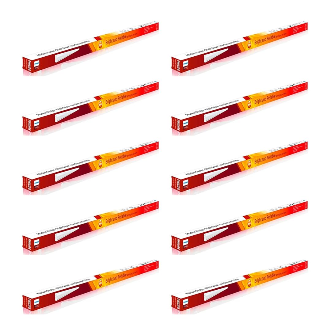 PHILIPS 20-Watt LED Batten/Tubelight | Ujjwal 4-ft LED Batten for Living room &amp; Bedroom | Colour : Cool Day Light, Pack of 10