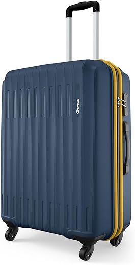 Safari Genius Alley 66cm Medium Size Check-in Trolley Bag Hard Case Polypropylene, 4 Spinner Wheels, 360 Degree Wheeling Luggage, Travel Bag, Suitcase for Travel, Trolley Bags for Travel, Navy