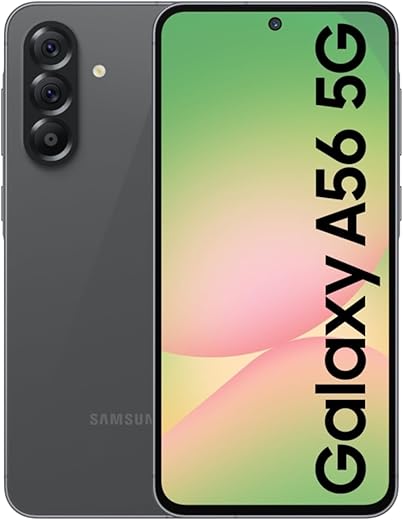 Samsung Galaxy A56 5G (Awesome Graphite, 12GB, 256GB) | Metal Frame | Gemini Live | Awesome Intelligence (AI): Circle to Search, Instant Slo-Mo, Auto-Trim, Object Eraser | Flagship Grade Camera